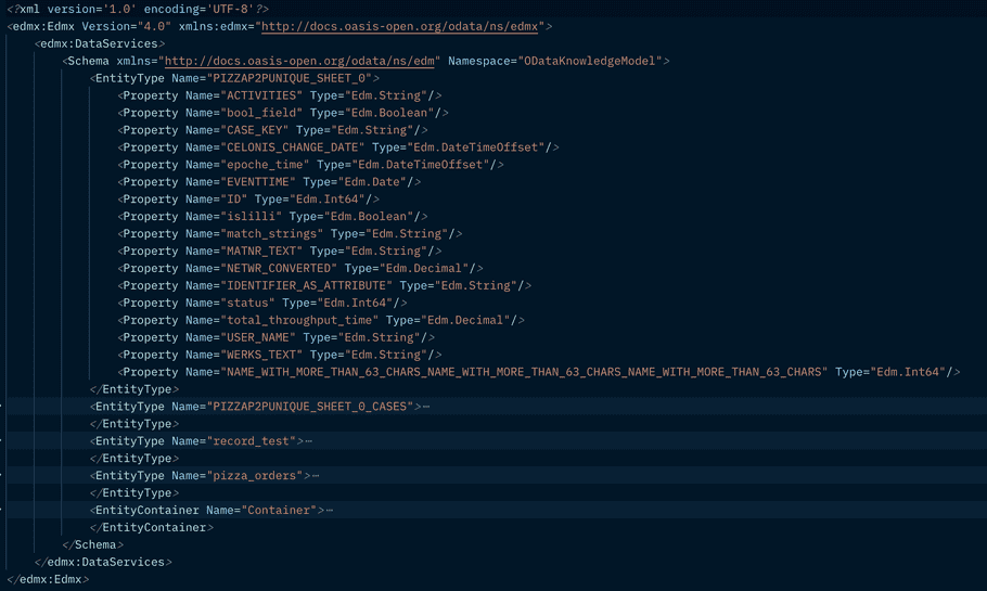 OData Metadata: XML OData Metadata: XML